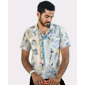 Ostory Tdf Resort Shirt Whimsical 90's Beachy Sporty Y2K Boho Cycling XL